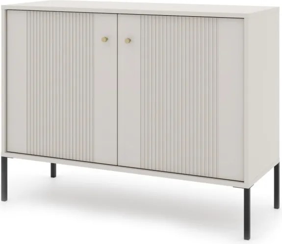 Komód 2 ajtós kasmír színben fekete elemekkel arany fogantyúkkal – ISEO IS02