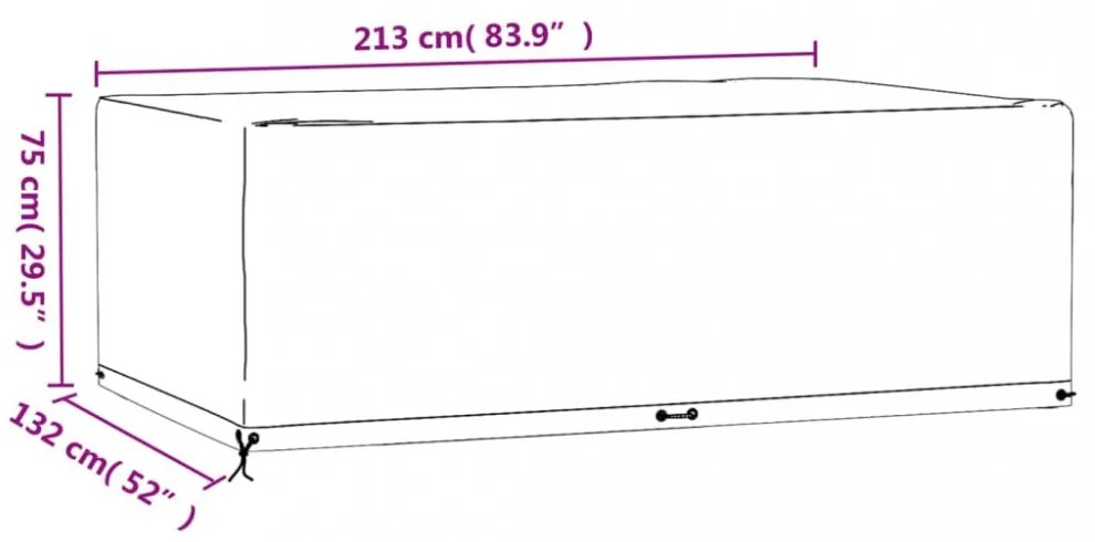 2 db téglalap alakú kerti bútorhuzat 12 fűzőlyukkal 213x132x75