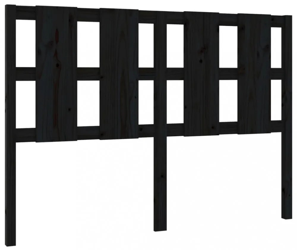 fekete tömör fenyőfa ágyfejtámla 145,5 x 4 x 100 cm