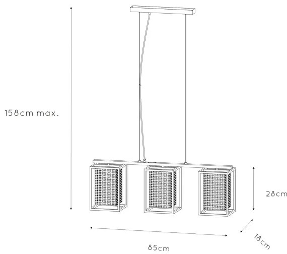 Lucide 21422/03/30 – LED Csillár zsinóron SANSA 3×E27/40W/230V