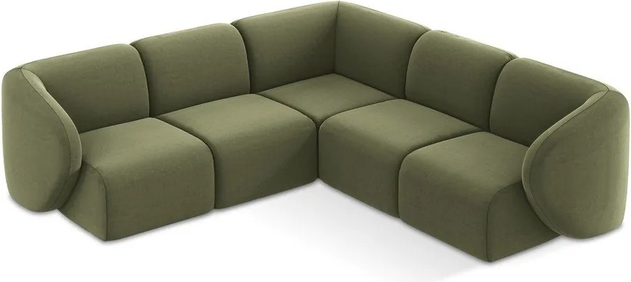 Zöld bársony sarokkanapé Lani – Makamii