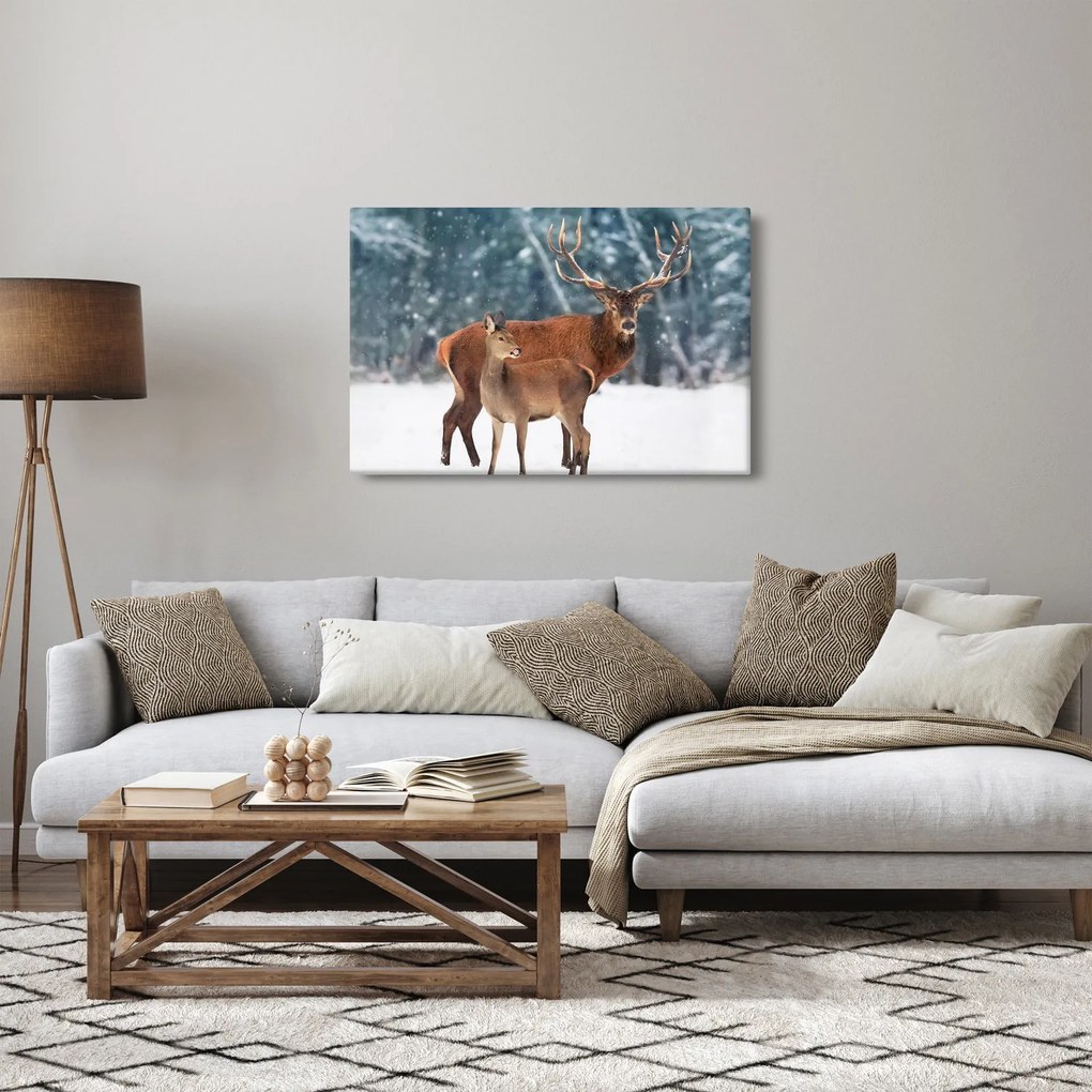 Kép egy szarvasról és őzikéről (90x60 cm)