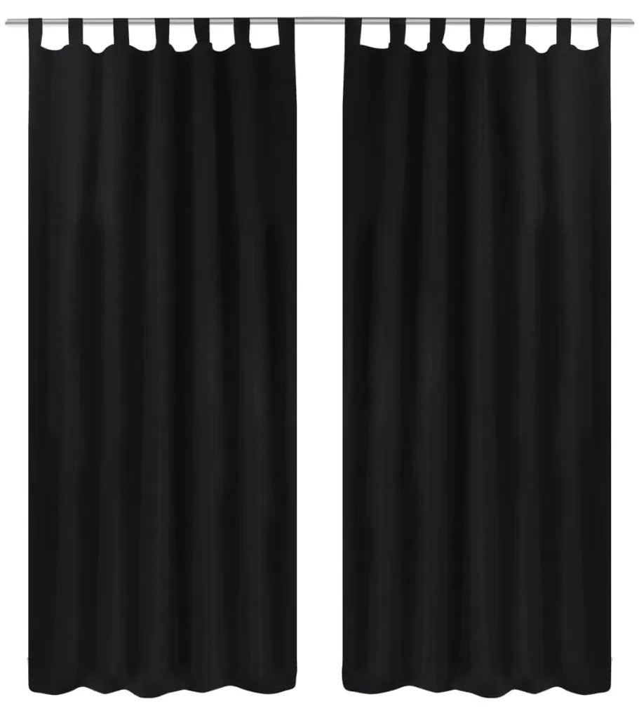 2 db fekete mikroszatén függöny karikákkal 140 x 245 cm