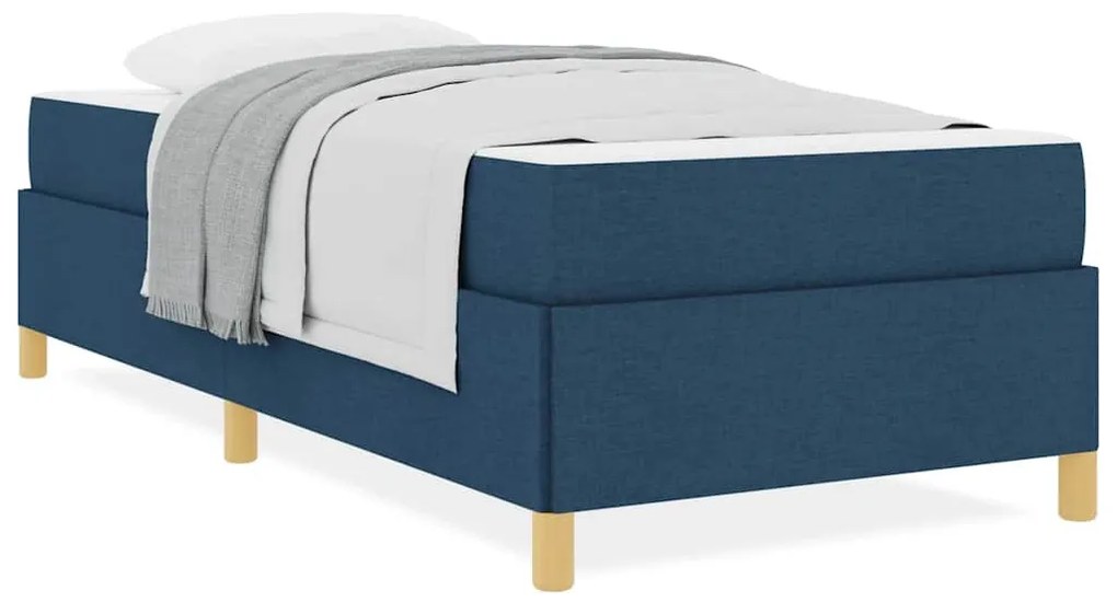 Boxrugós ágy matracmal Kék és Fehér 90 x 190 cm szövet