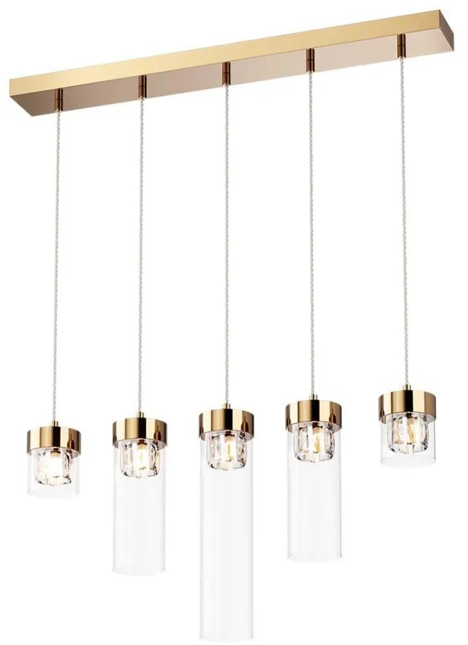 Zuma Line P0389-05E-F7AC - Kristálycsillár zsinóron GEM 5xG9/28W/230V