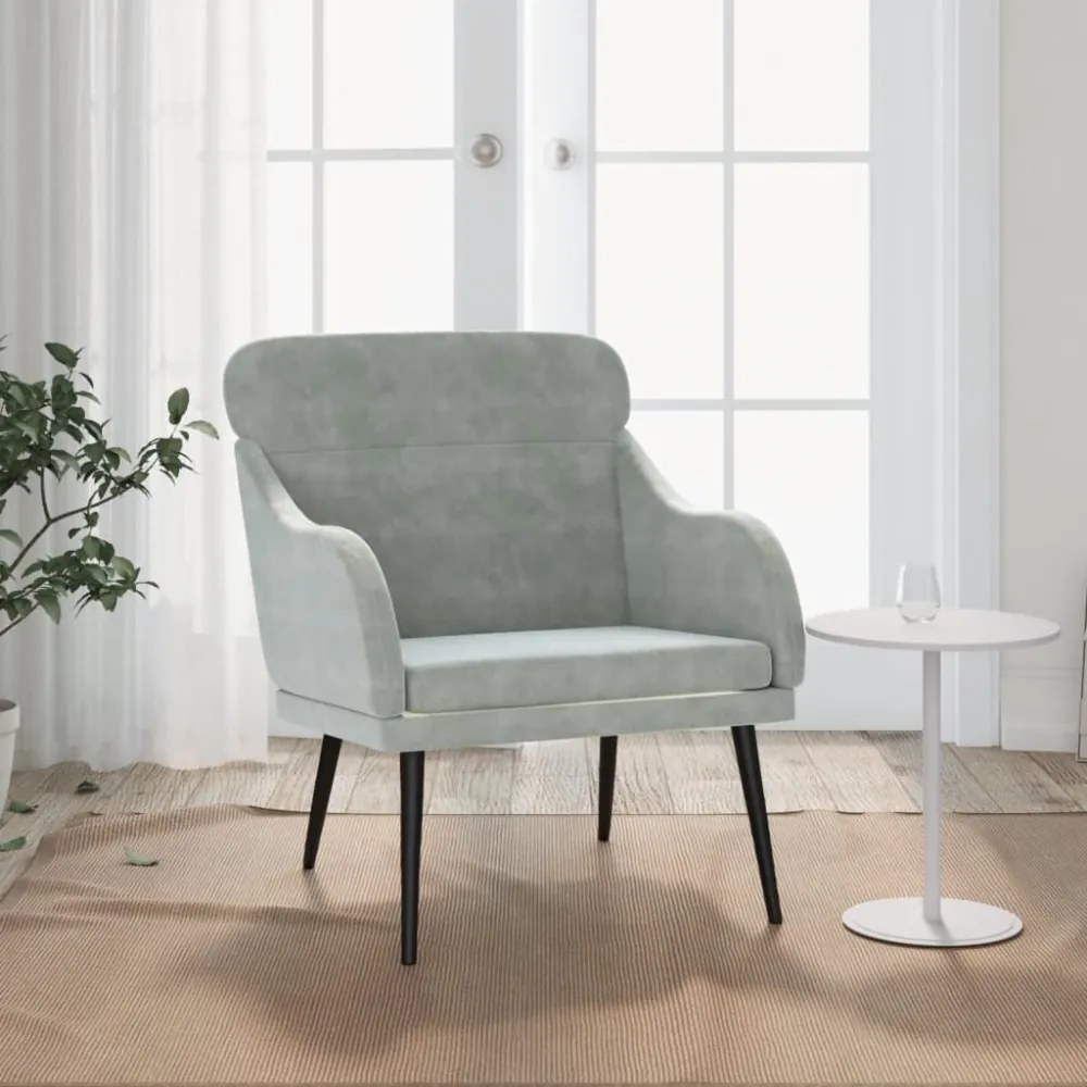 vidaXL világosszürke bársonyfotel 63 x 76 x 80 cm