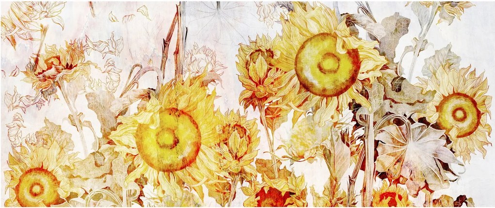 Kép - Napraforgó, festmény (120x50 cm)