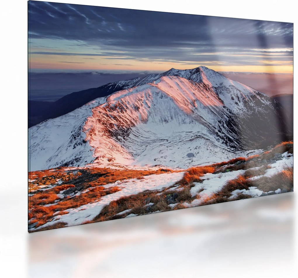 Üveg kép - Téli hegyi panoráma II. (70x50 cm)