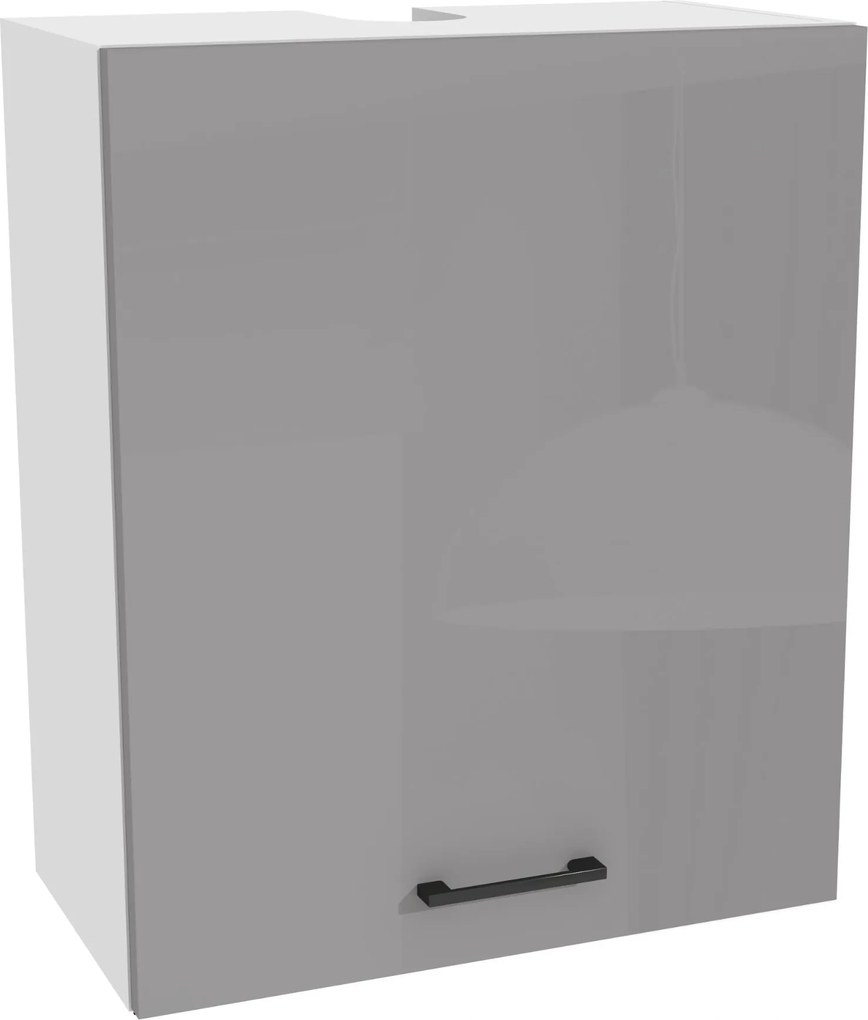 Konyhaszekrény felső páraelszívó 60/72 Capri fehér front szürke akril fényes