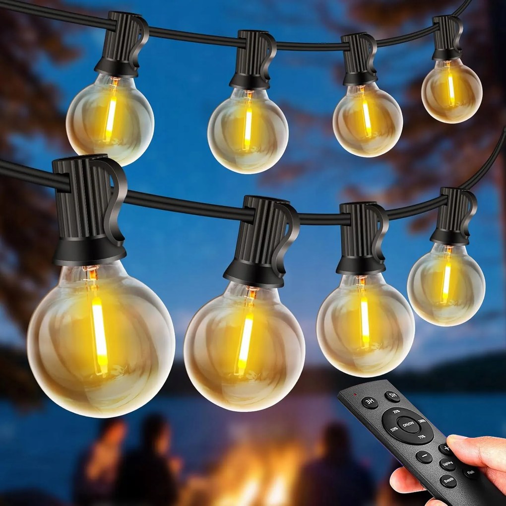 20M Kerti fényfüzér 35X Led izzó Lánc Vízálló IP44