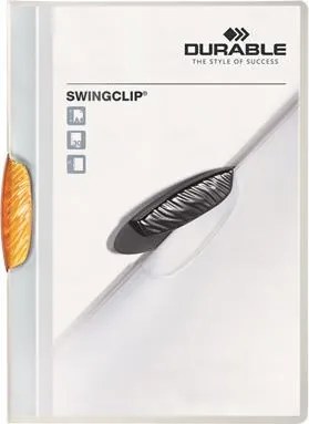 Gyorsfűző, klipes, A4, DURABLE Swingclip&amp;reg; 30, narancs (DB226009)