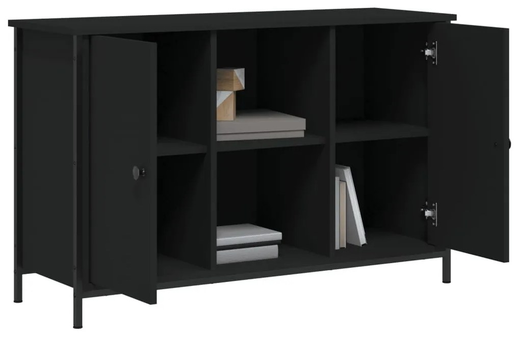 fekete szerelt fa TV-szekrény 100x35x65 cm