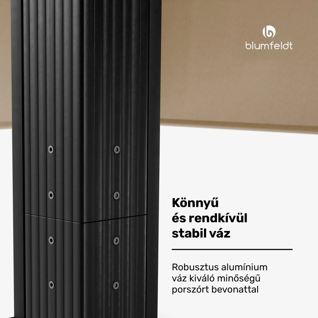 Pantheon Cortina pavilon 3x4 m, időjárásálló, alumínium, porfestett, redőnyök