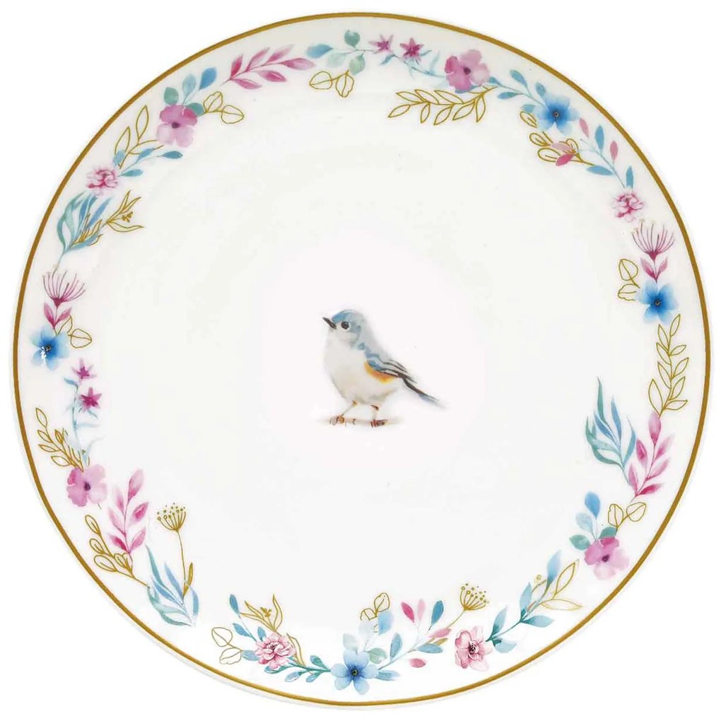 Porcelán desszertes tányér szett 2 db-os díszdobozban Fancy Garden / Madárka-szitakötő