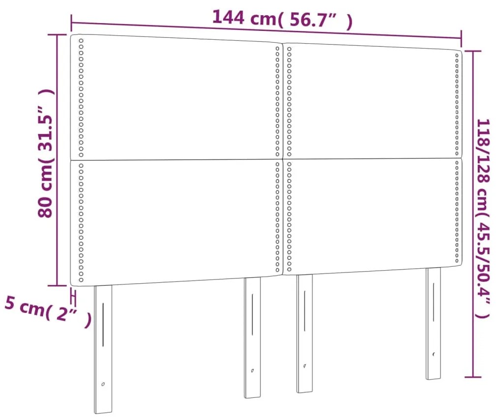 4 db világosszürke szövet fejtámla 72 x 5 x 78/88 cm