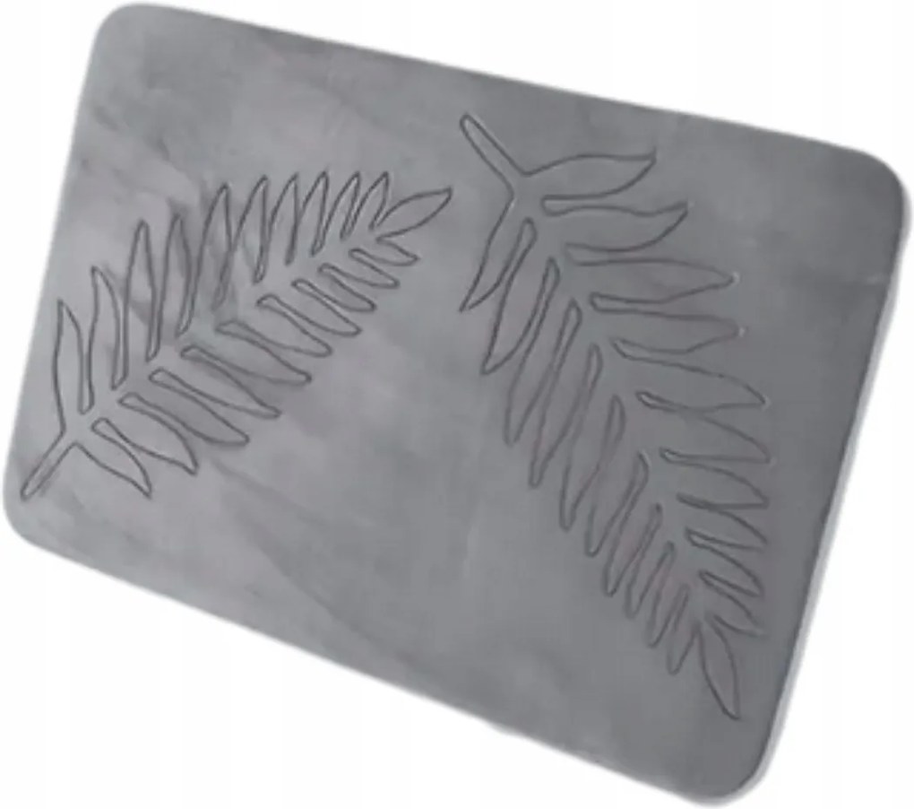 Fürdőszobaszőnyeg szürke, levél motívummal 40x60