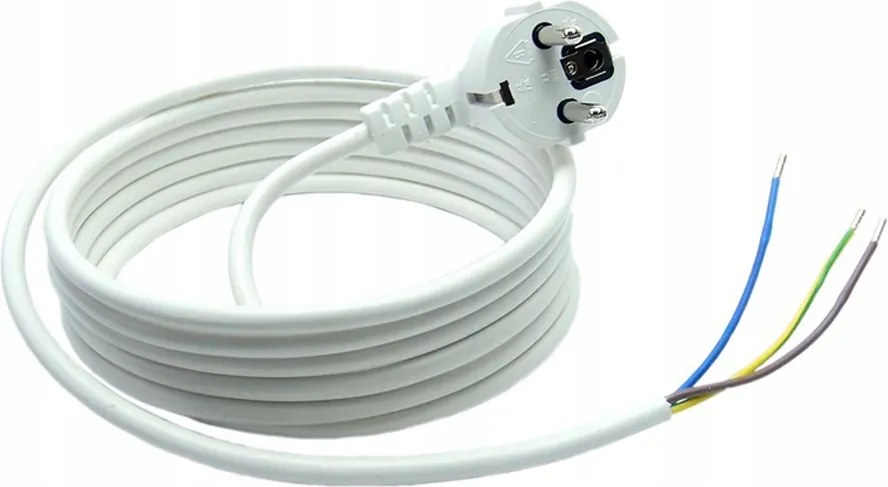 H05VV-F Csatlakozókábel Sarokdugóval 3x1 Fehér 5m