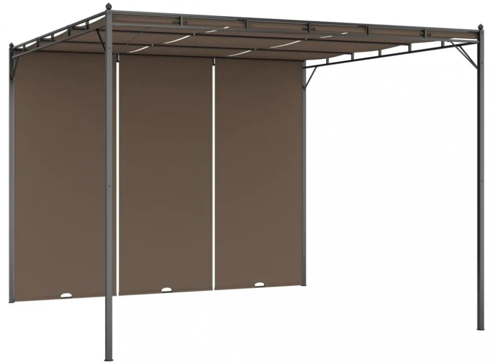 tópszínű kerti pavilon oldalfüggönnyel 3 x 3 x 2,25 m