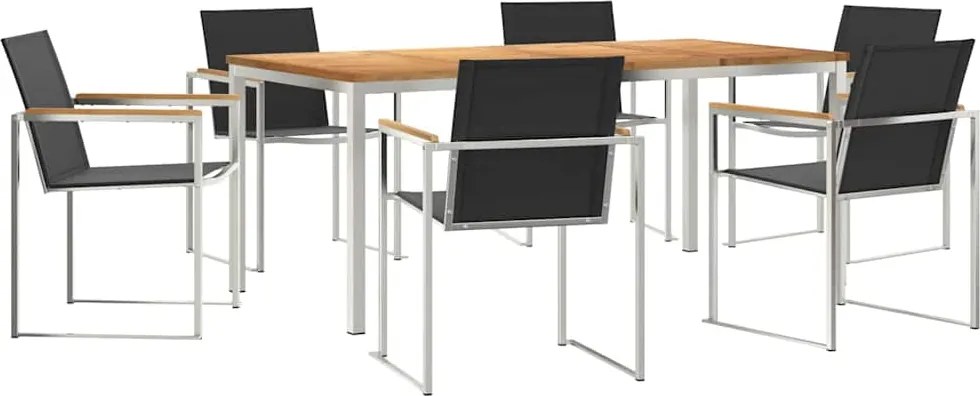 vidaXL Kert étkező szett 7 pcs Barna Tömör Teakfa