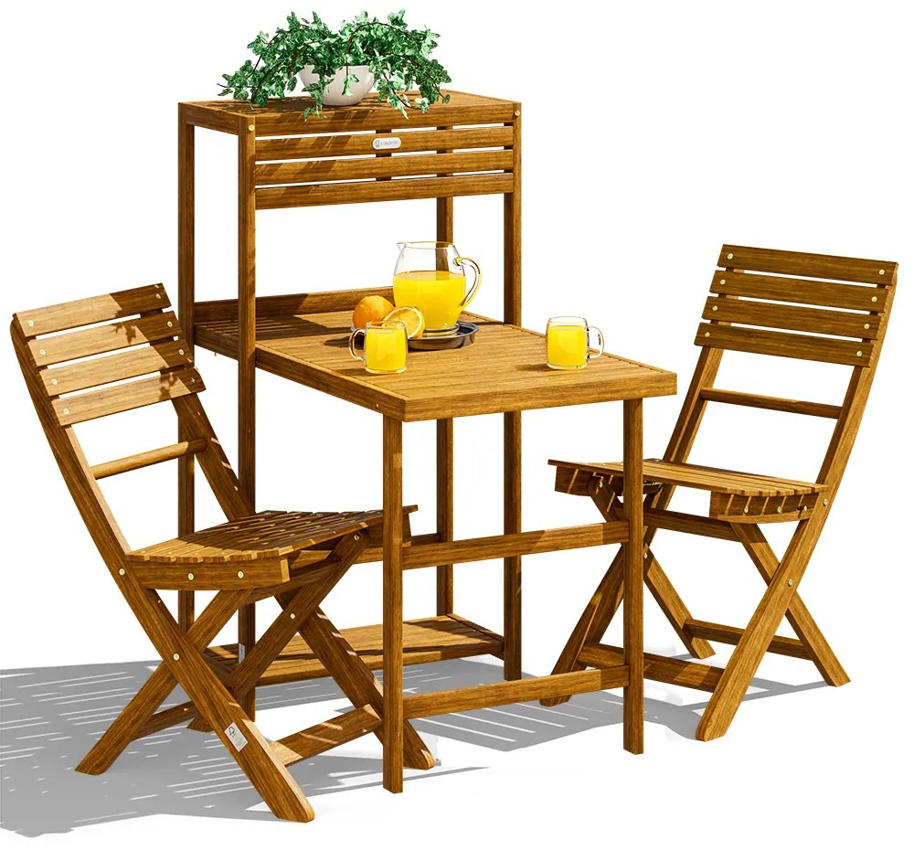 Casaria® Fa összecsukható garnitúra - akác