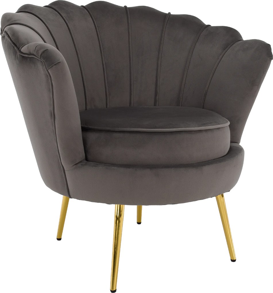 Art-deco stílusú fotel, szürkésbarna Velvet szövet/gold arany króm, NOBLEO