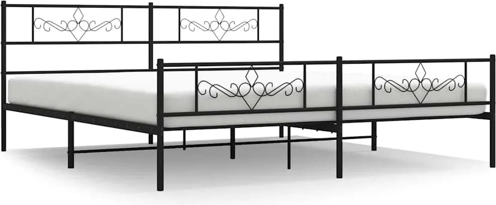 vidaXL fekete fém ágykeret fej- és lábtámlával 193 x 203 cm