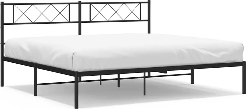 vidaXL fekete fém ágykeret fejtámlával 183 x 213 cm