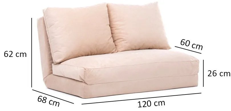 Krémszínű kinyitható kanapé 120 cm Taida – Balcab Home
