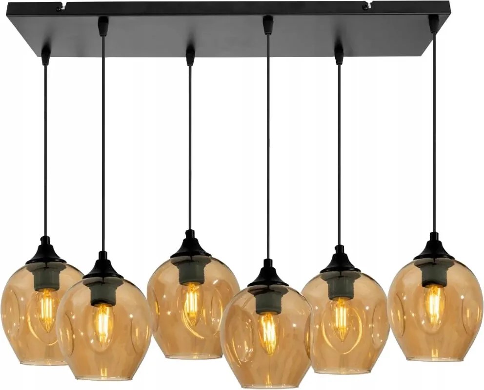 Candellux Csillár Aspa 6xE27 40W Fekete/Borostyán