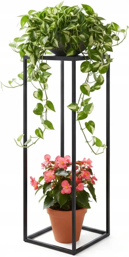 Virágtartó Állvány Loft Fém Álló Polc Virágtartó Állvány Fekete 60CM