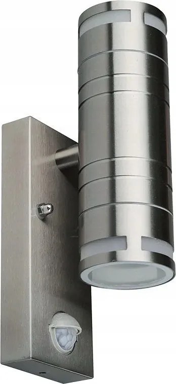 Kültéri kerti fali lámpa ezüst, felső-alsó érzékelővel V-tac