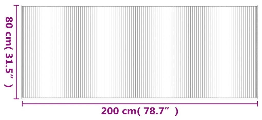 négyszögletű sötétbarna bambusz szőnyeg 80 x 200 cm