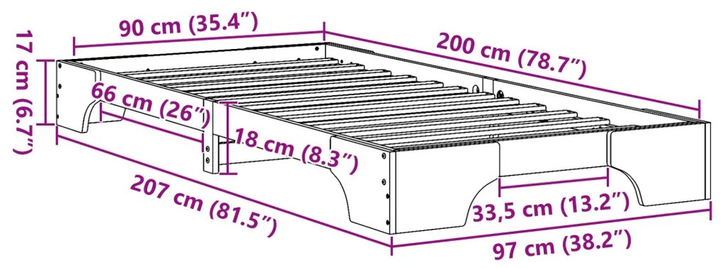 Ágykeret Gyanta barna Fa 90 x 200 cm Egyszerű Ágykeret