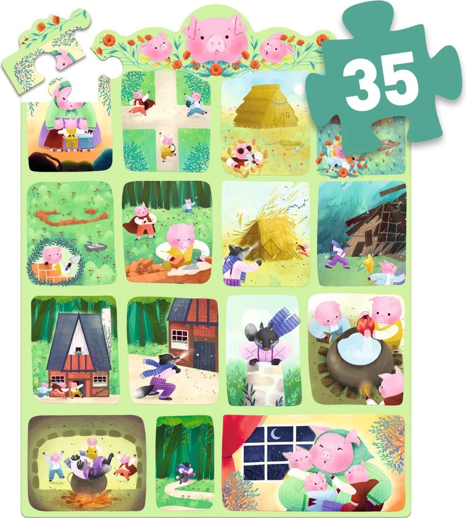 Mese puzzle - A három kismalac, 35 db-os - The Three Little Pigs