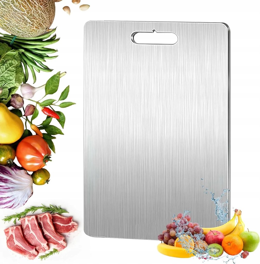 Vágódeszka 46x30CM Kétoldalas Rozsdamentes Acél Hús Vágódeszka