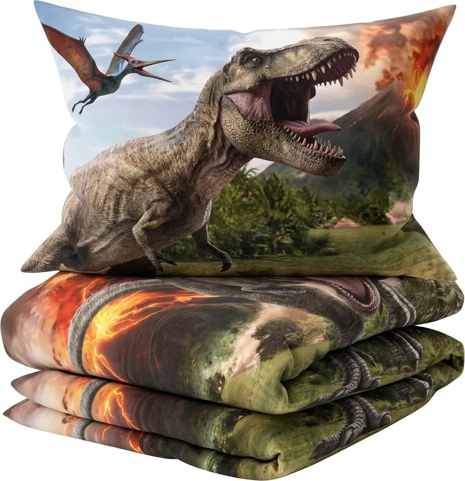 Gyerek pamut ágyneműhuzat JURASSIC WORLD VOLCANO színes Ágyneműhuzat mérete: 70 x 90 cm | 140 x 200 cm