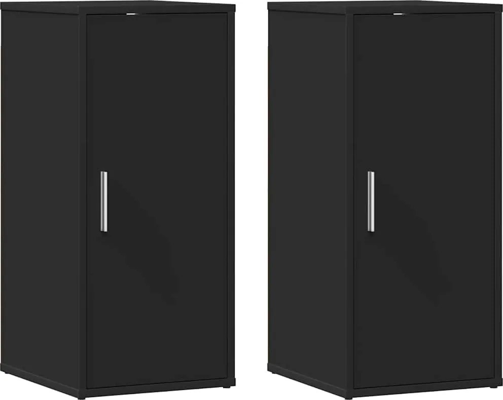 vidaXL 2 db fekete forgácslap cipősszekrény 32 x 35 x 70 cm