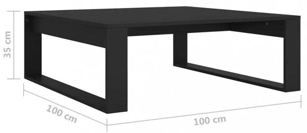 fekete szerelt fa dohányzóasztal 100 x 100 x 35 cm