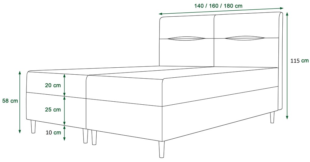 Franciaágy  Boxspring 180 cm Saruta (sötétszürke) (matraccal és tárolóhellyel). 1047389