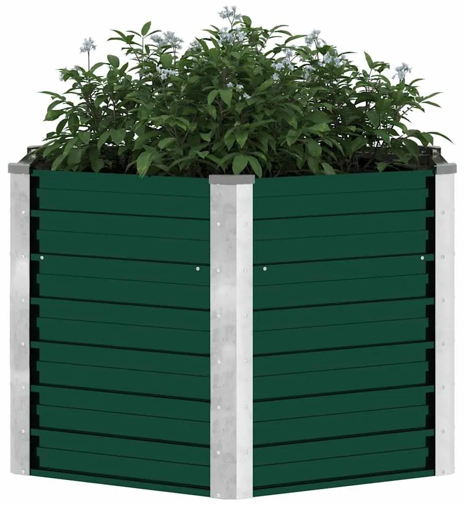 zöld horganyzott acél kerti magaságyás 129 x 129 x 77 cm