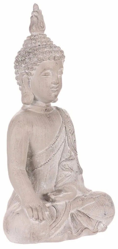 Buddha ülő szobor, szürke, polirezin, 30 x 22 x 54 cm
