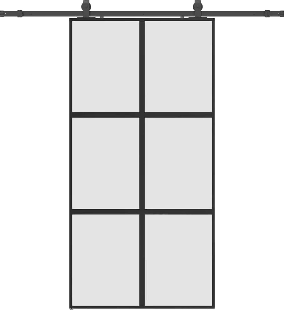 vidaXL fekete edzett üveg tolóajtó fémszerelék szettel 102,5x205 cm