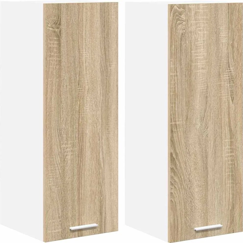 vidaXL Függő szekrény 2 pcs Sonoma tölgy és fehér 30 x 31 x 80 cm