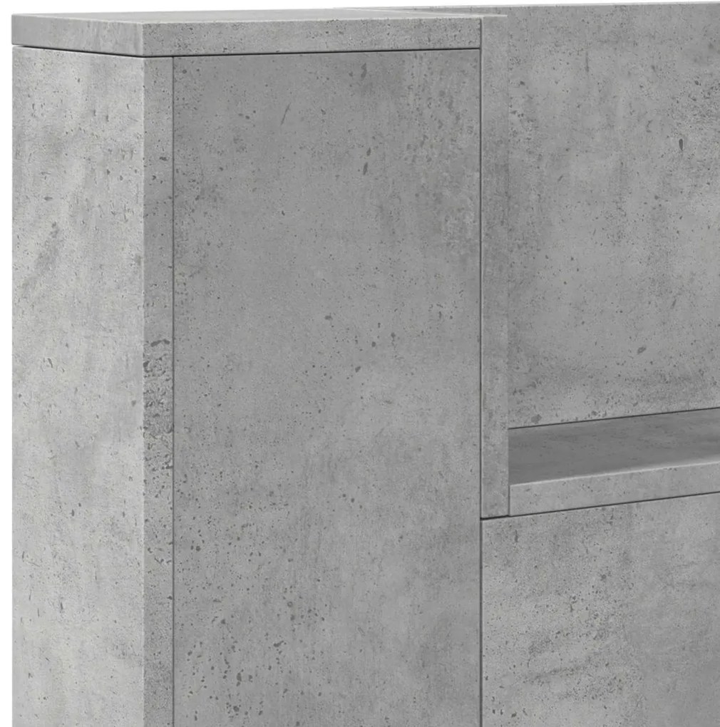 Fejtámla polcokkal Beton Szürke 200 x 16,5 x 103,5 cm Faanyag