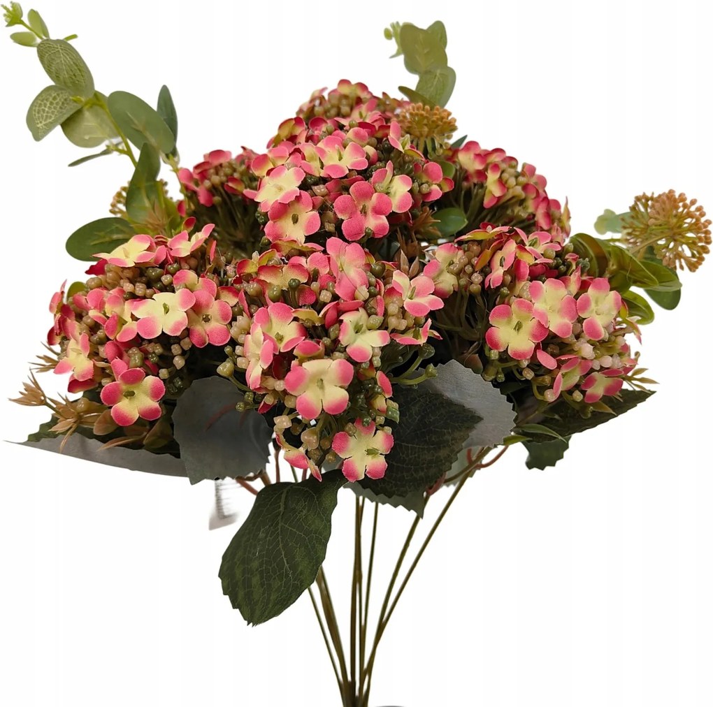 Rózsaszín művirág csokor 42 cm, kiegészítőkkel