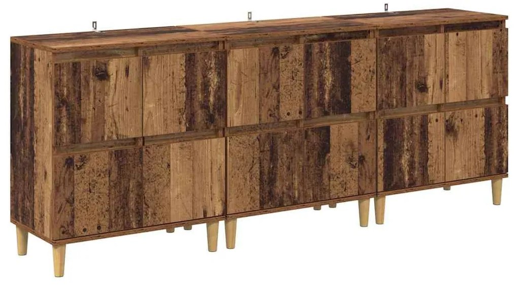 Oldalszekrények 3 pcs Öreg fa 60 x 35 x 70 cm Faanyag