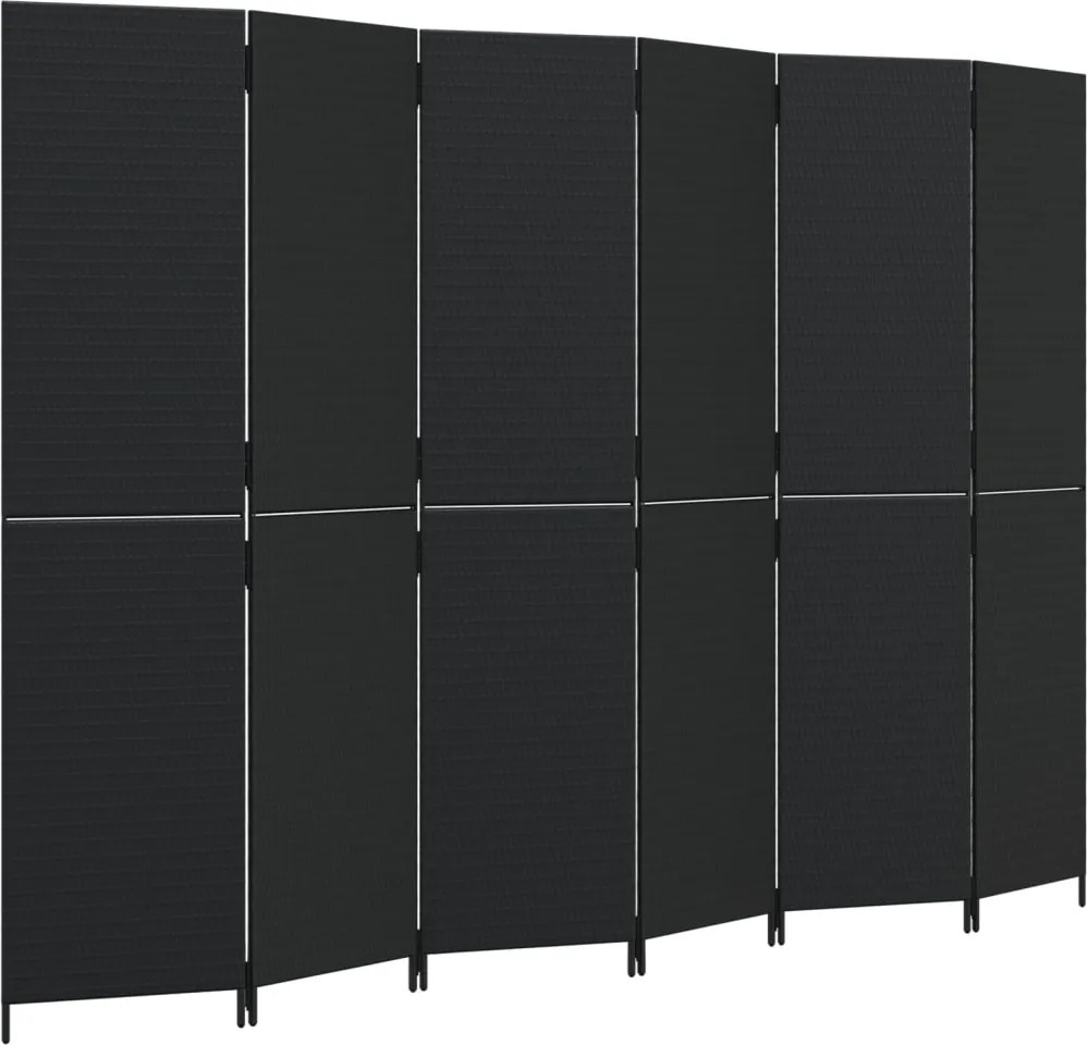 vidaXL fekete 6-paneles polyrattan térelválasztó
