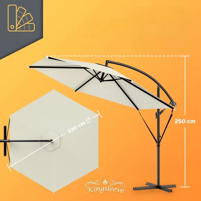 Deuba Alu Ø330 cm-es kerti napernyő - krémszínű