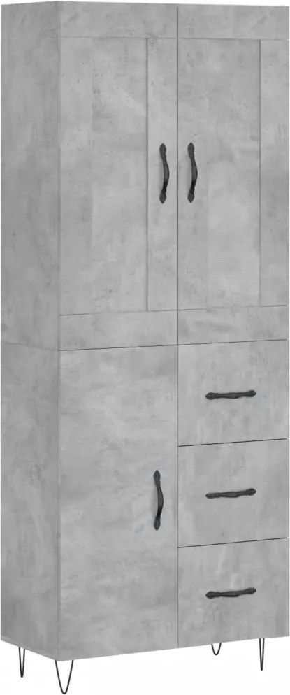 vidaXL betonszürke szerelt fa magasszekrény 69,5 x 34 x 180 cm
