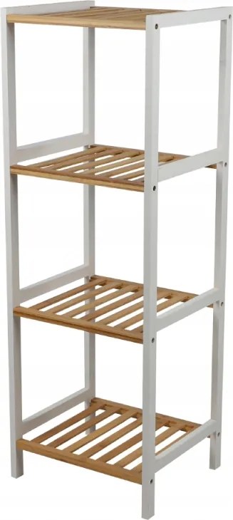 4-szintes polcrendszer 35x30x100 cm, fehér, bambusz